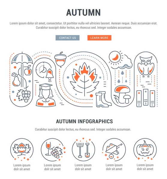 Page de bannière et d'atterrissage du site Web de l'automne . — Image vectorielle