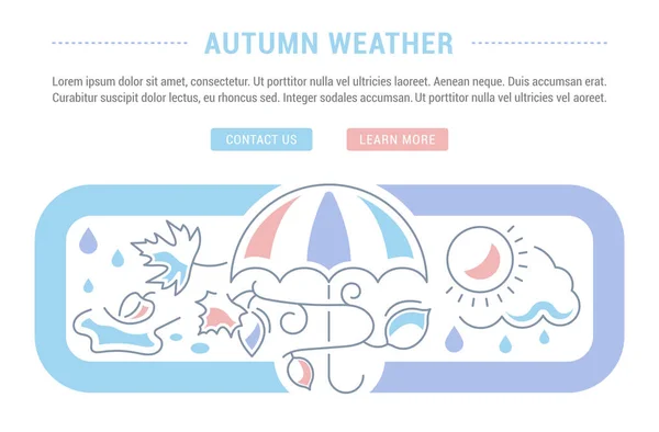 Site Banner and Landing Page of Autumn Weather . — Vetor de Stock