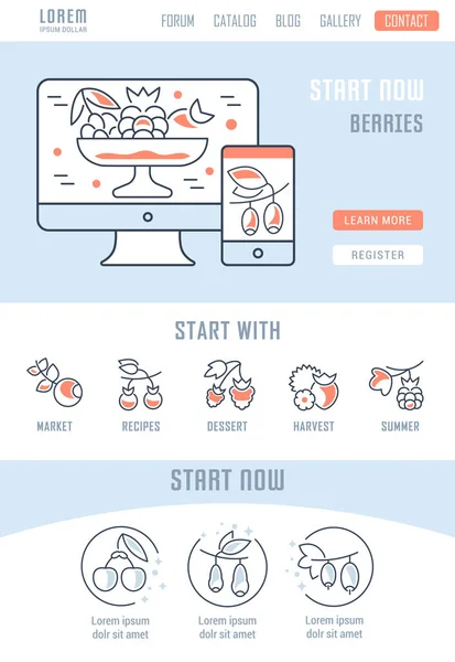 Site Banner and Landing Page of Berries . —  Vetores de Stock