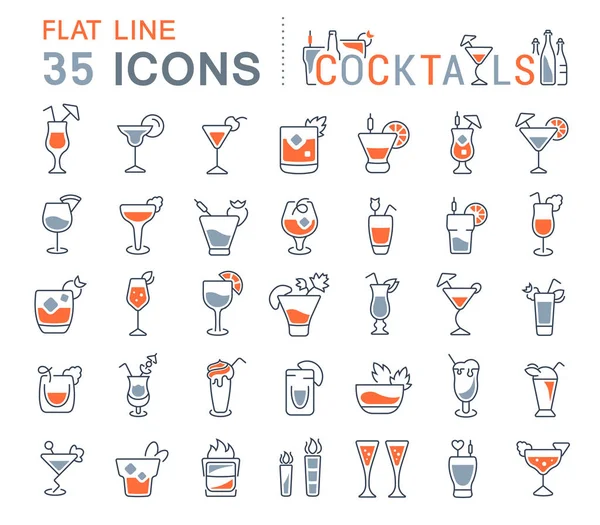 Set icone della linea vettoriale di cocktail . — Vettoriale Stock