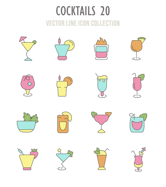 Set di icone retrò di cocktail . — Vettoriale Stock