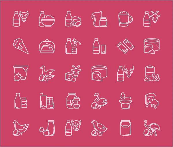 Conjunto de iconos de línea de productos lácteos . — Archivo Imágenes Vectoriales