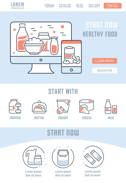Webbplats Banner och målsidan för hälsosam mat. — Stock vektor