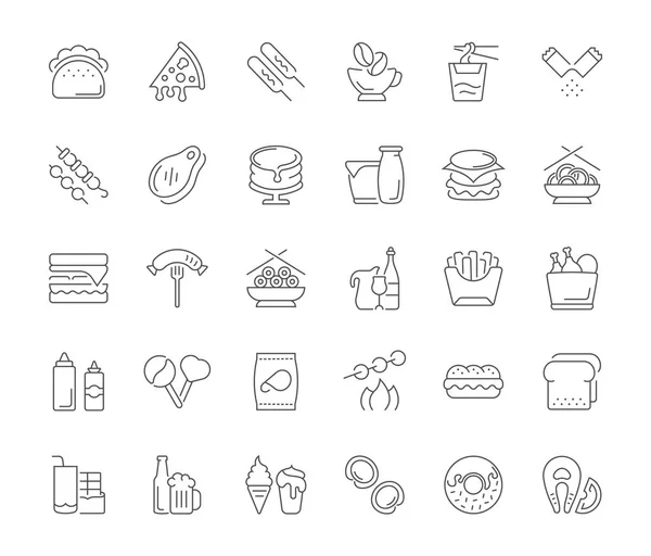 Set van eenvoudige pictogrammen van Fast Food. — Stockvector