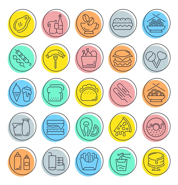 Set de iconos de línea vectorial de comida rápida . — Archivo Imágenes Vectoriales