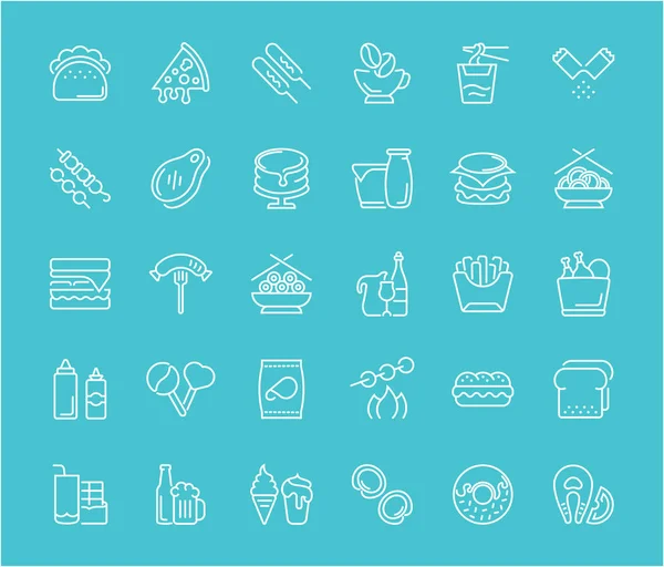 Conjunto de iconos de línea de comida rápida . — Archivo Imágenes Vectoriales