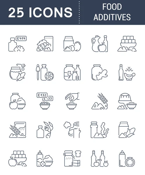 Set icone della linea vettoriale degli additivi alimentari . — Vettoriale Stock