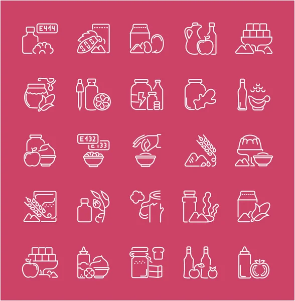 Conjunto de iconos de línea de aditivos alimentarios . — Archivo Imágenes Vectoriales