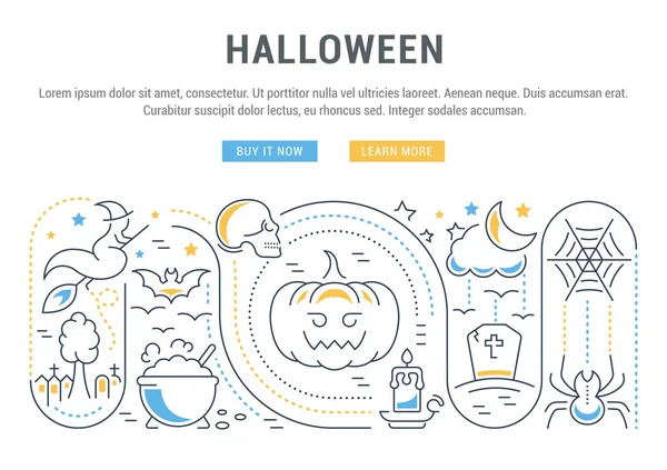 Site Banner and Landing Page of Halloween . — Vetor de Stock
