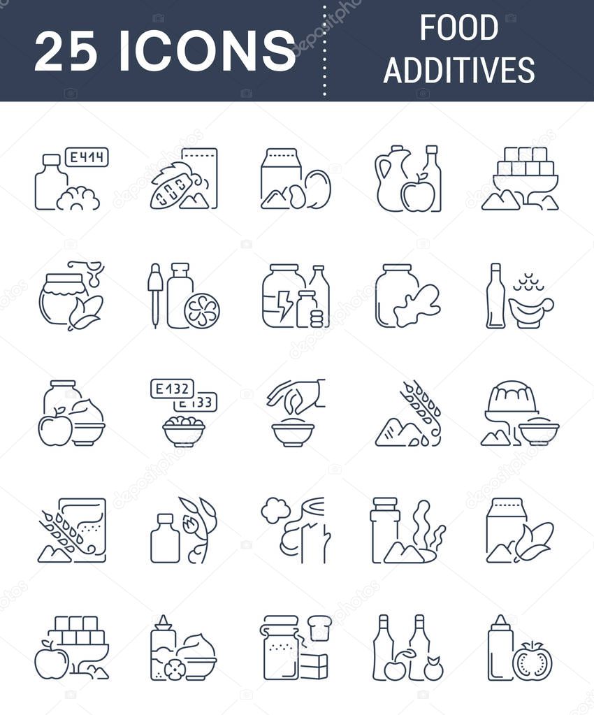 Set Vector Line Icons of Food Additives.