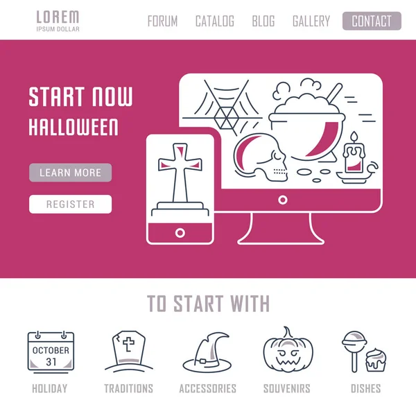 Webové stránky Banner a vstupní stránky Halloween. — Stockový vektor
