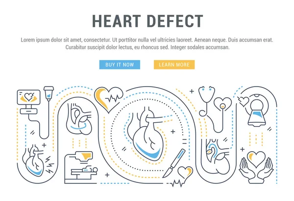 Website Banner and Landing Page of Heart Defect. — Stock Vector
