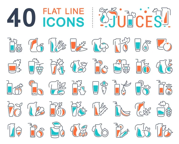Set Vector Line Icons of Juices. — Stock Vector