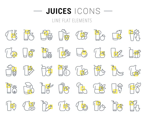 ジュースのベクター線のアイコンを設定します。. — ストックベクタ