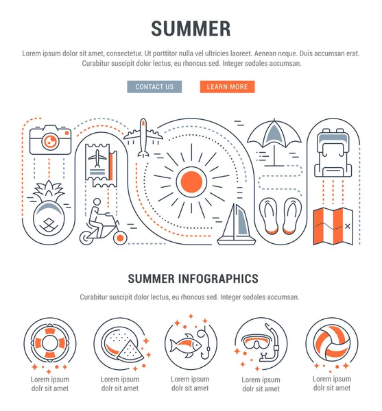 Site Banner and Landing Page of Summer . — Vetor de Stock