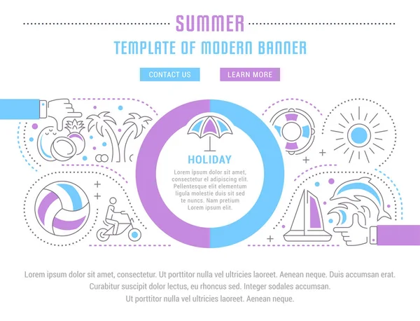 Website Banner and Landing Page of Summer Holiday. — Stock Vector