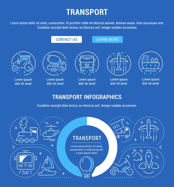 Website Banner and Landing Page of Transport. — Stock Vector