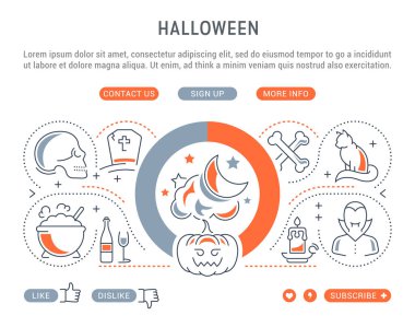 Web sitesi Banner ve Cadılar Bayramı açılış sayfası.