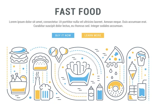 Website Banner und Landing Page von Fast Food. — Stockvektor