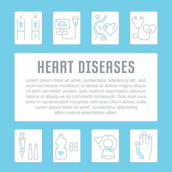 Site Banner and Landing Page of Heart Diseases . —  Vetores de Stock