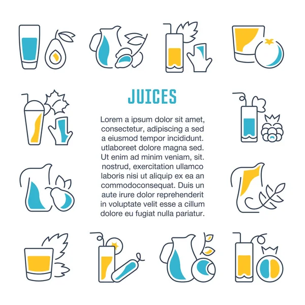 Site Banner e Landing Page of Juices . —  Vetores de Stock