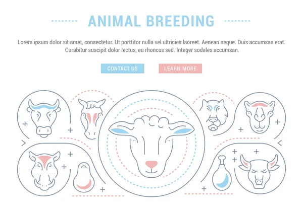 Website Banner and Landing Page of Animal Breeding. — Stock Vector