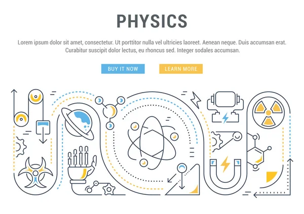 Site Web Bannière et page d'atterrissage de la physique . — Image vectorielle