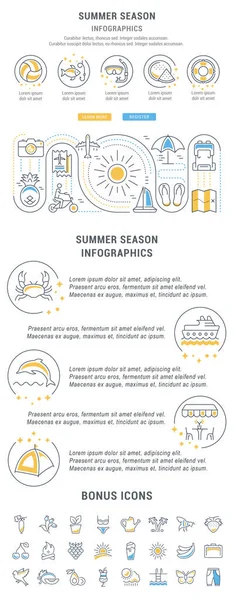 Site Banner and Landing Page of Summer Season . — Vetor de Stock