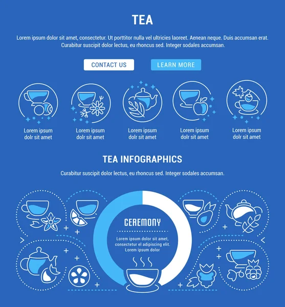 Баннер сайта и страница посадки чая . — стоковый вектор