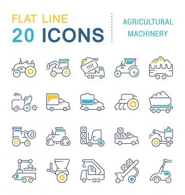 Set Vector Line Icons Agricultural Machinery. clipart