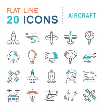 Uçak vektör hat Icons set.