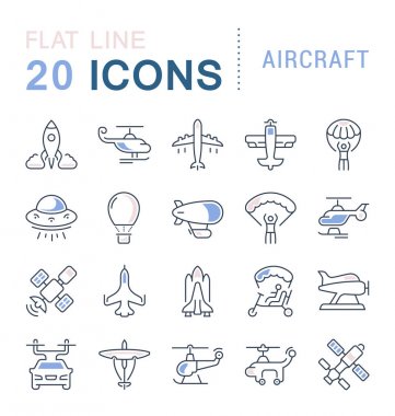 Uçak vektör hat Icons set.