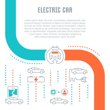 Web sitesi Banner ve açılış sayfası bir elektrikli araba.