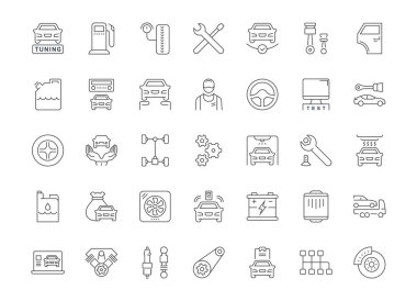 Set of Simple Icons of Garage and Car Service. clipart