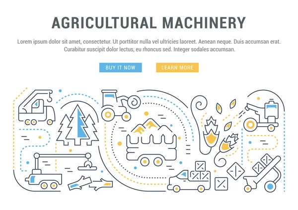 Page de bannière et de débarquement de machines agricoles . — Image vectorielle