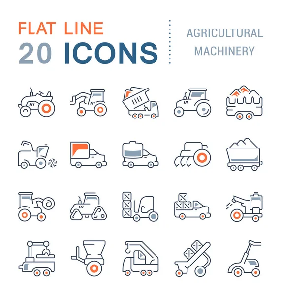 Nastavit vektorové linky ikony zemědělské stroje. — Stockový vektor