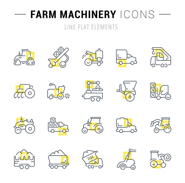 Set de iconos de línea vectorial de maquinaria agrícola . — Vector de stock