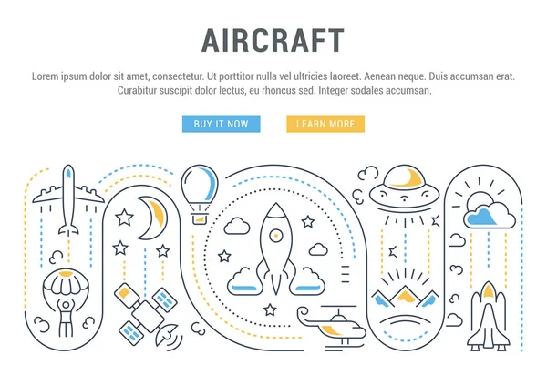 Banner website en landingspagina van vliegtuigen. — Stockvector