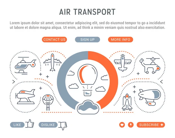 Site Web Bannière et page d'atterrissage du transport aérien . — Image vectorielle