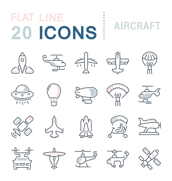 Réglez les icônes de ligne vectorielle de l'avion . — Image vectorielle