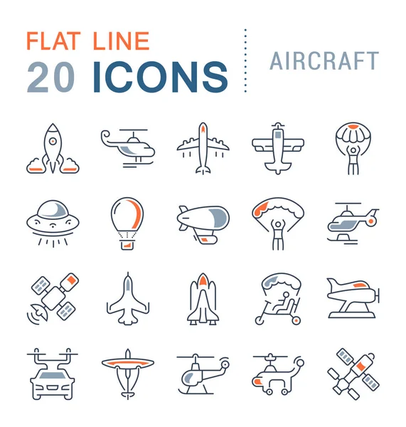 Réglez les icônes de ligne vectorielle de l'avion . — Image vectorielle