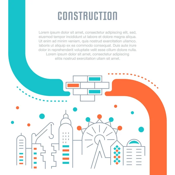 Site Banner and Landing Page of Construction . — Vetor de Stock