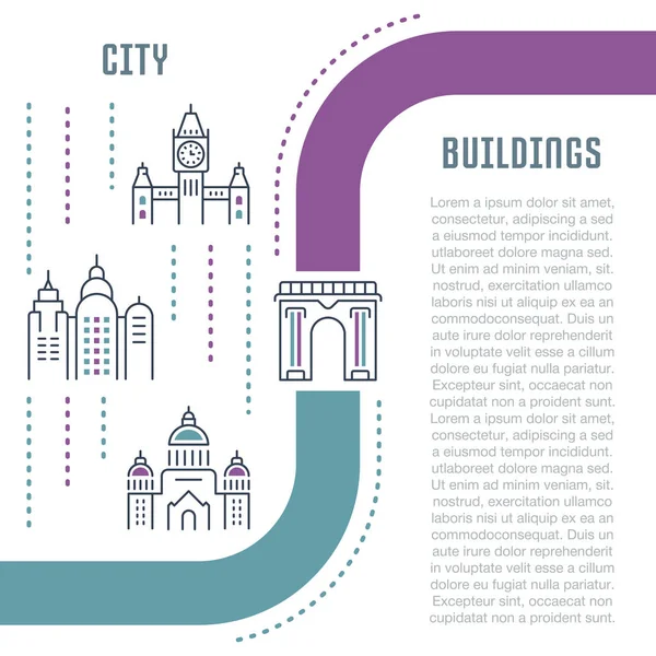 Banner Web y Landing Page de Edificios de la Ciudad . — Vector de stock