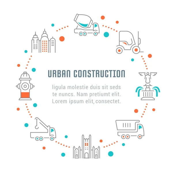 Site Banner and Landing Page of Urban Construction . — Vetor de Stock