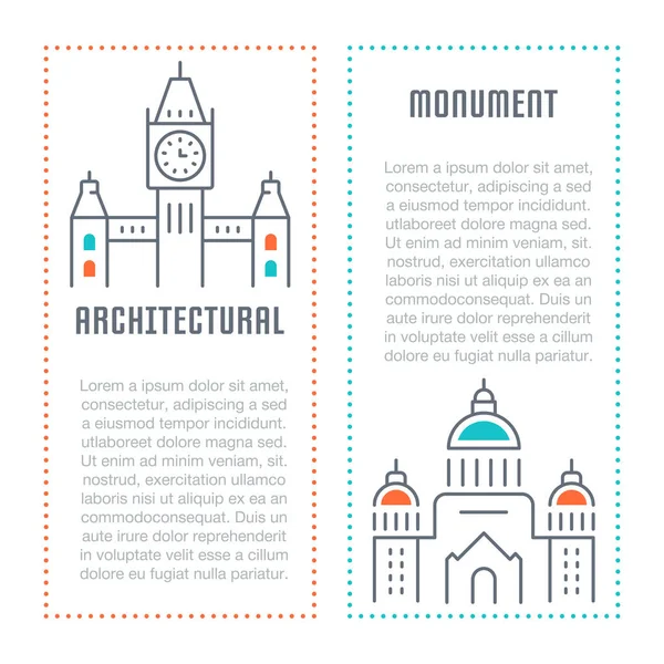 Página Web Banner y Landing Page del Monumento Arquitectónico . — Archivo Imágenes Vectoriales