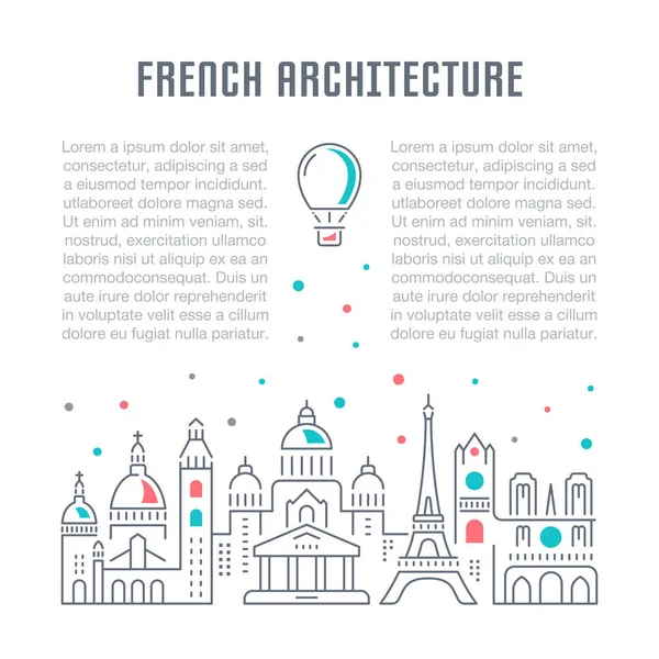 Веб-сайту банер та цільова сторінка французької архітектури. — стоковий вектор