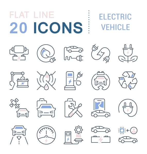 Definir ícones de linha de vetores do veículo elétrico . — Vetor de Stock