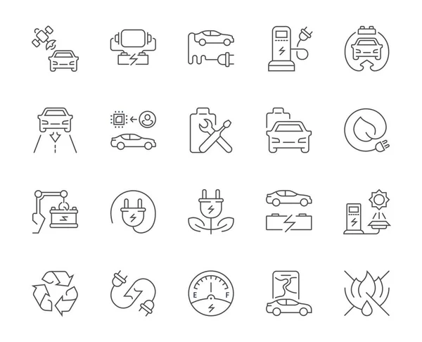 Conjunto de iconos simples de vehículo eléctrico . — Vector de stock