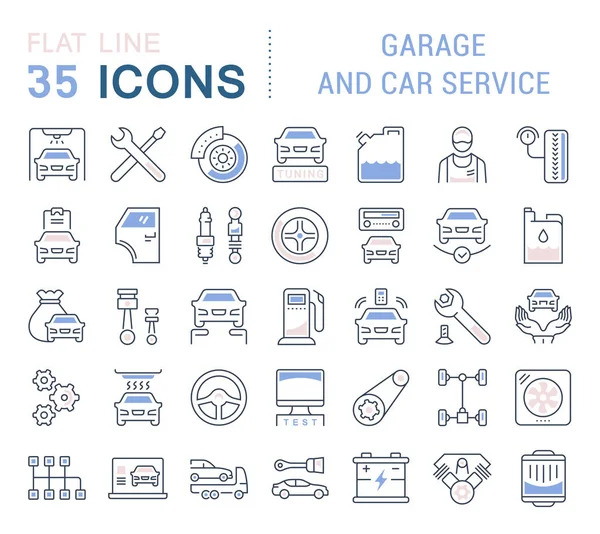 Set Vektor Line Icons von Garagen und Autoservice. — Stockvektor