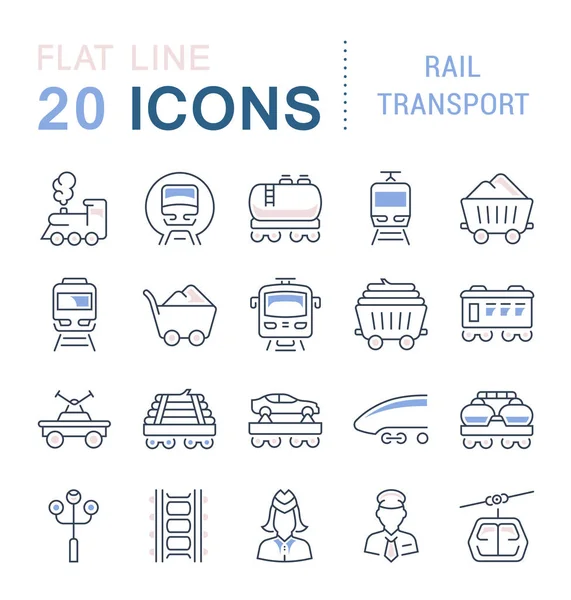 Conjunto de iconos de la línea vectorial de transporte ferroviario . — Archivo Imágenes Vectoriales